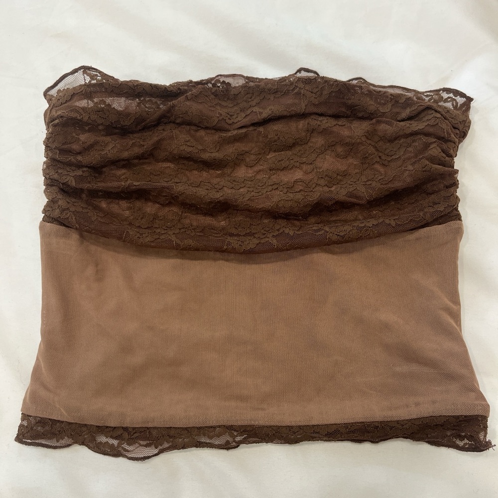Tiger Mist Brown Lace Tube Top